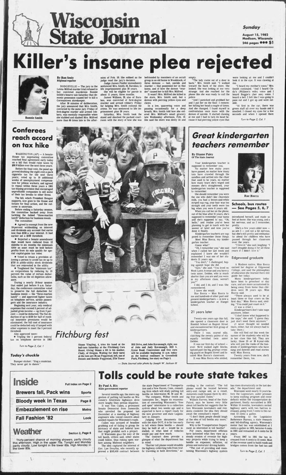 State Journal front page, Aug. 15, 1982